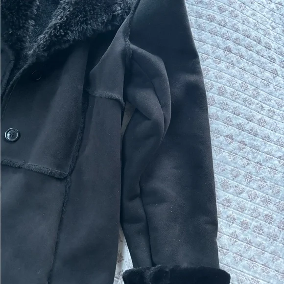 Vintage Liz Claiborne Fur lined Sued Coat boho - Picture 4 of 5